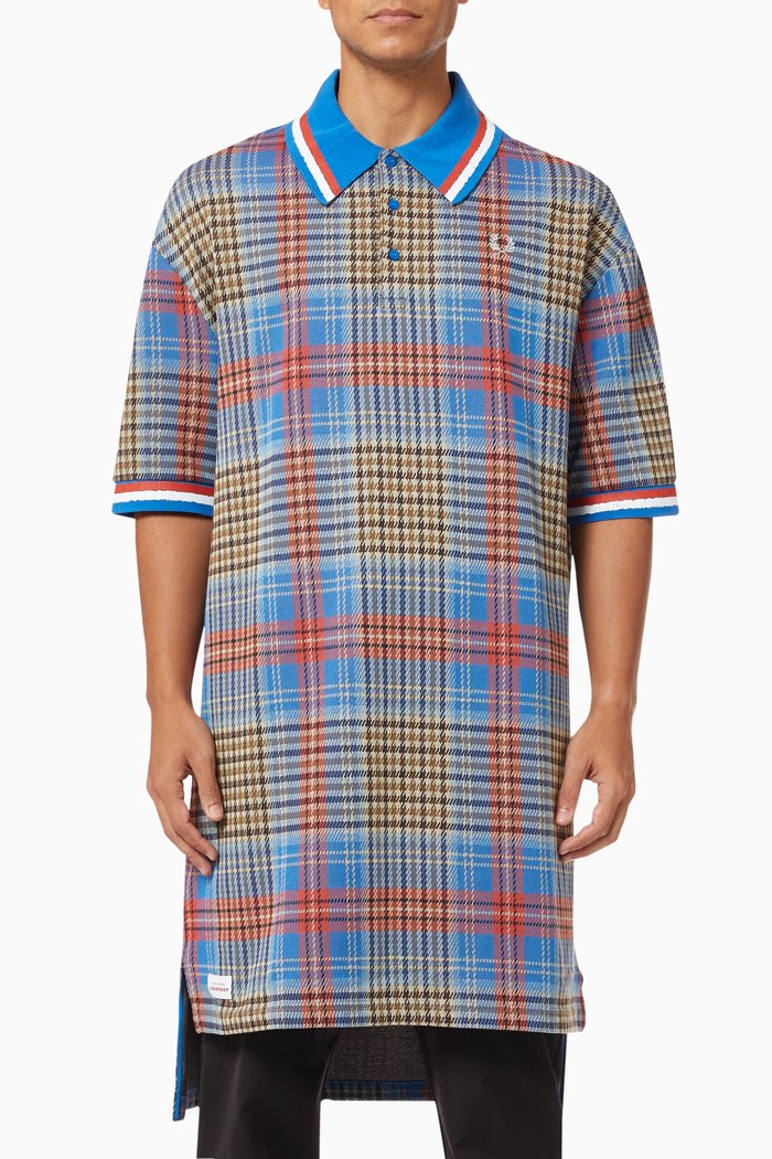 

x LOVERBOY Longline Tartan Polo Shirt, Multicolour