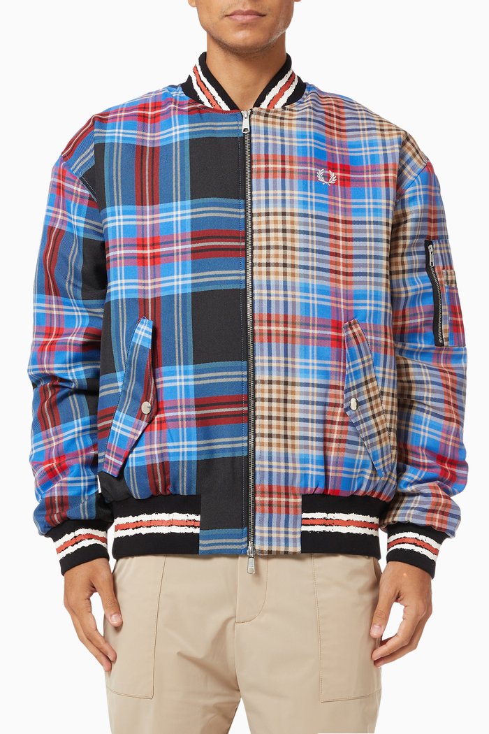 

x LOVERBOY Split Tartan Bomber Jacket, Multicolour