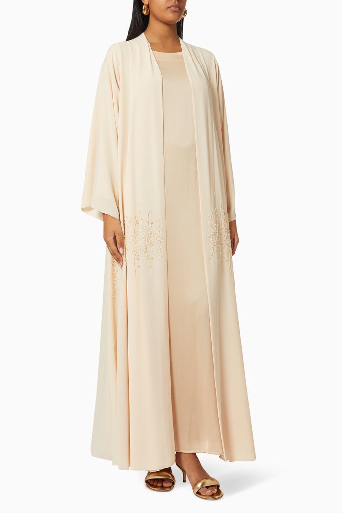 

Embellished Abaya Set in Chiffon & Satin, Orange
