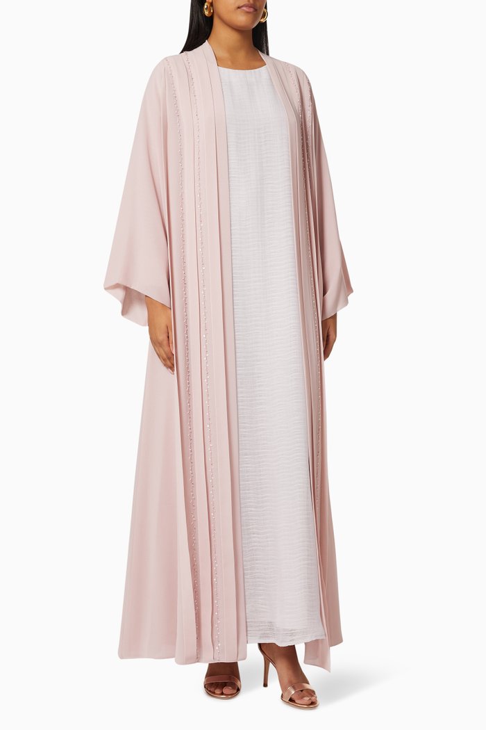 

Embellished Abaya Set in Chiffon & Satin, Pink