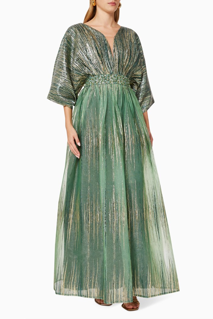 

Belted Dress in Brocade, Green