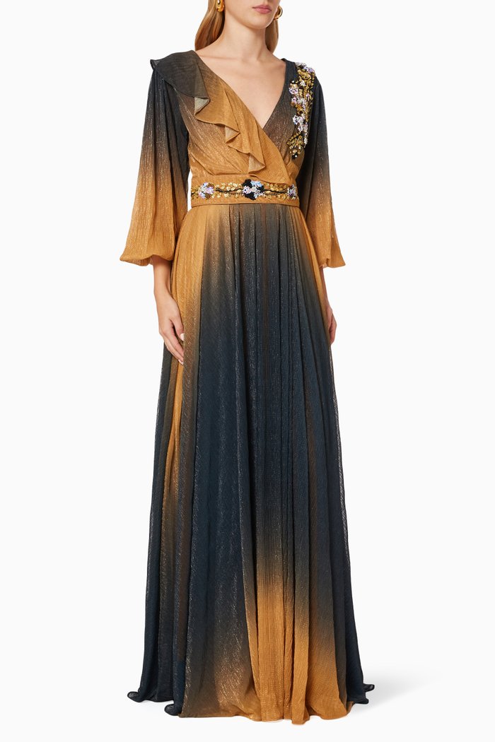 

Embellished Dress in Shimmery Silk, Gold