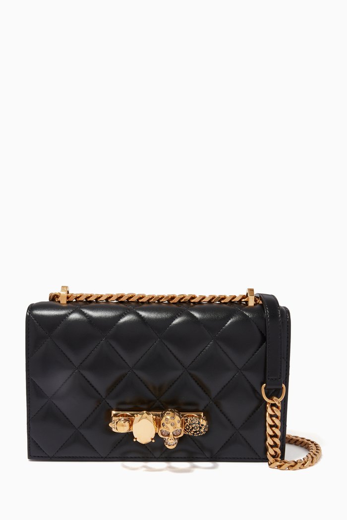 

Jewelled Satchel in Quilted Nappa, Black