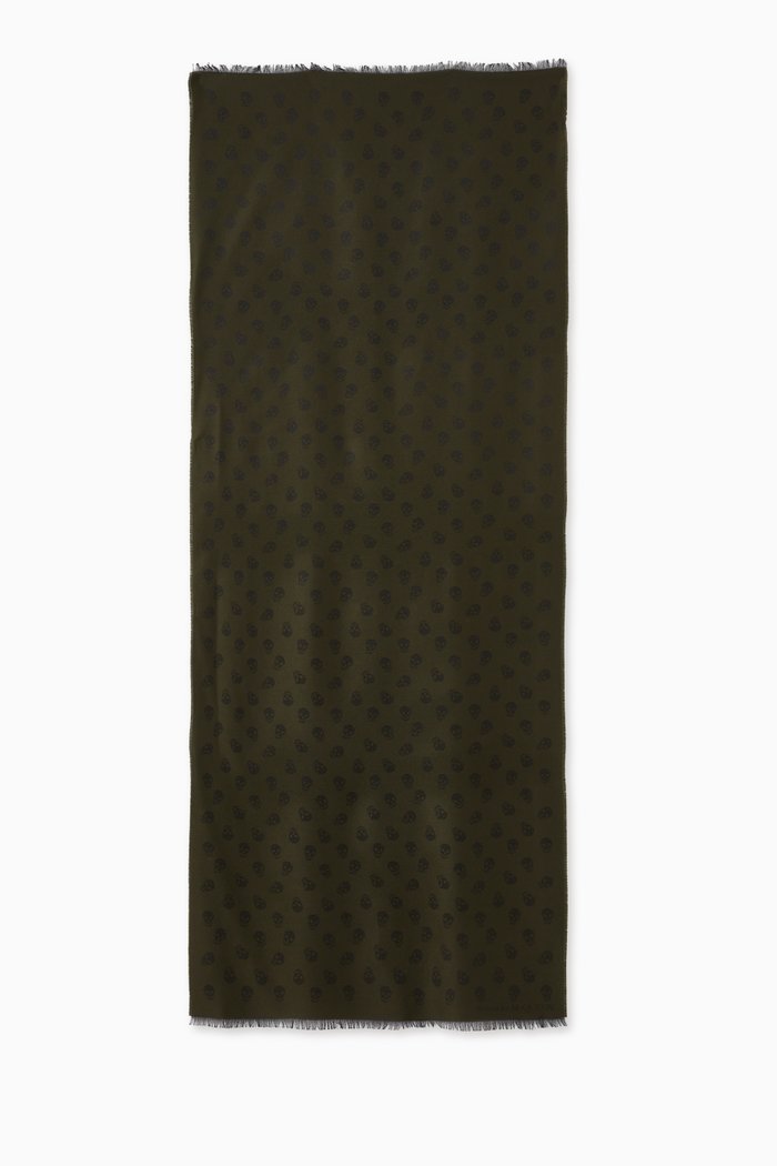 

Biker Skull Print Scarf in Modal, Brown
