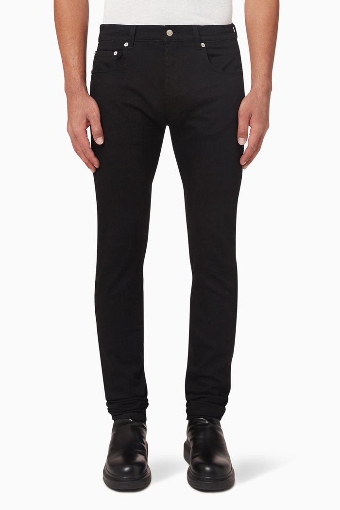 

McQueen Grafitti Jeans in Cotton Denim, Black