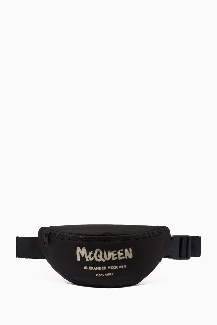 McQueen Graffiti Belt Bag in Recycled Polyfaille, Undefined