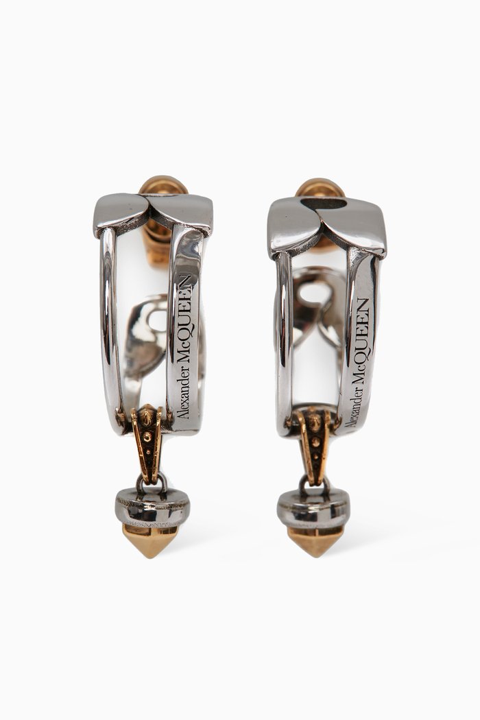 

Safety Pin and Stud Hoop Earrings in Brass, Black