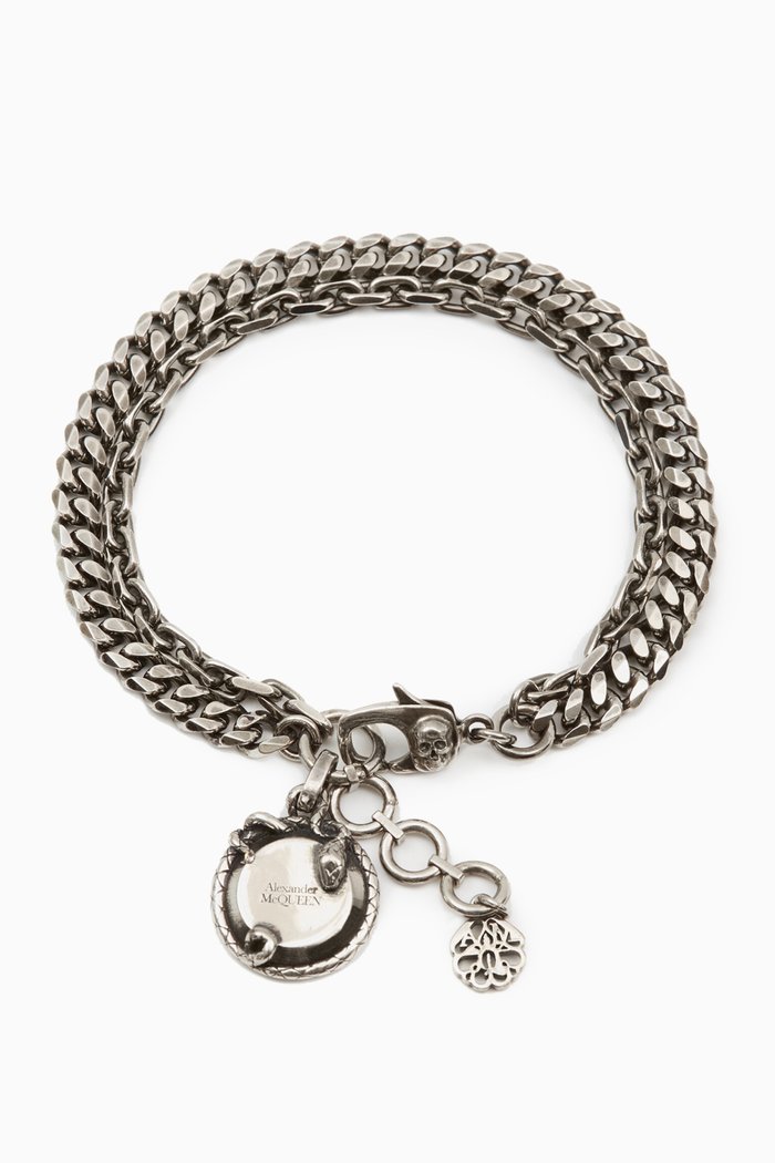 

Snake Medallion Coin Bracelet in Brass, Silver