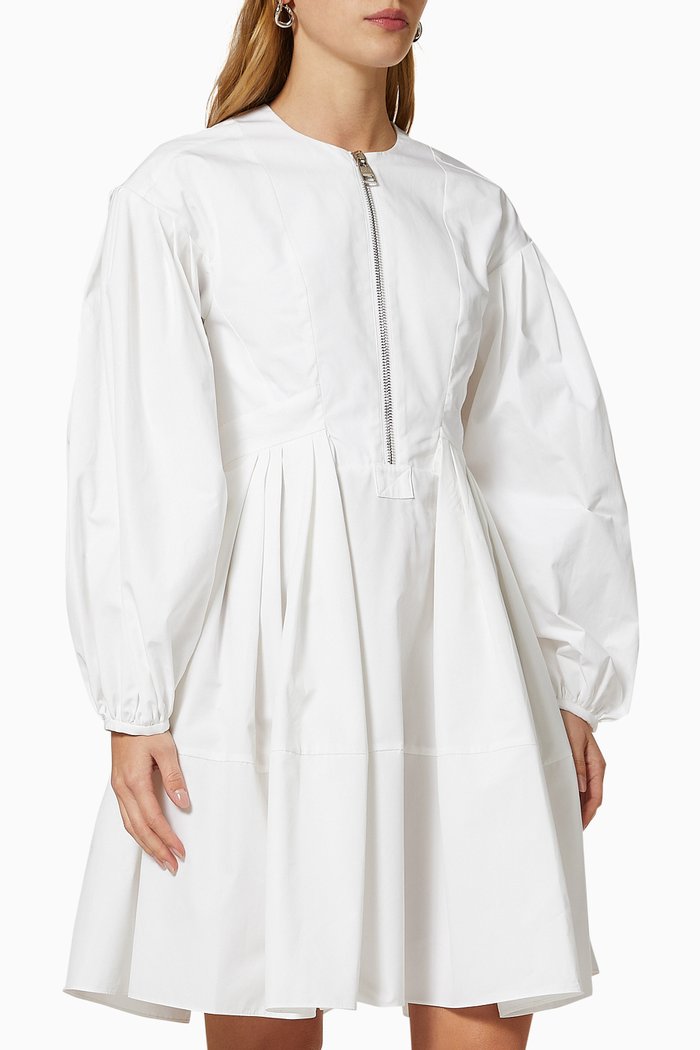 

Cocoon Sleeve Mini Dress in Polyfaille Cotton, White