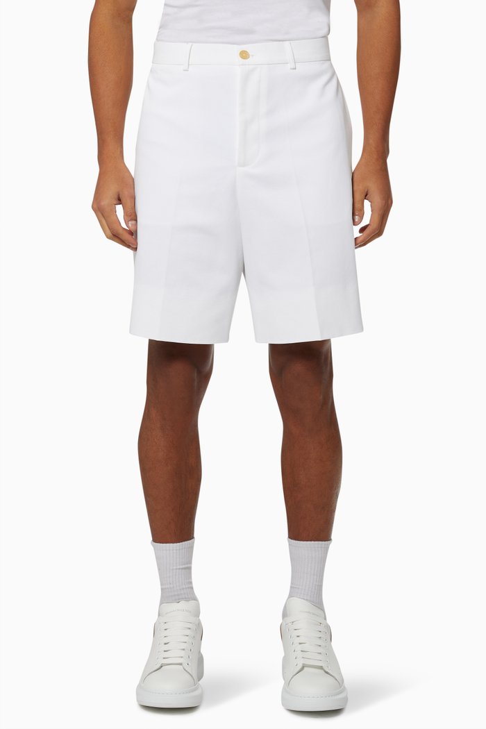 

Tailored Shorts in Cotton Canvas, White