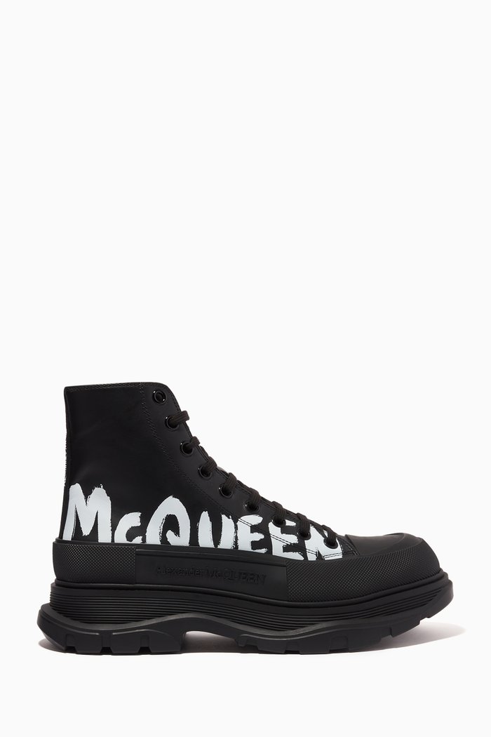 

Graffiti Logo Boots in Leather, Black