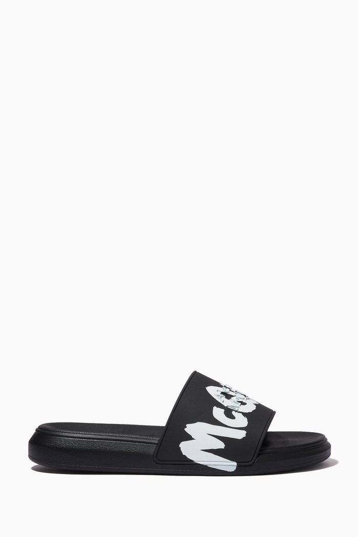 

McQueen Graffiti Pool Slides in Rubber, Black