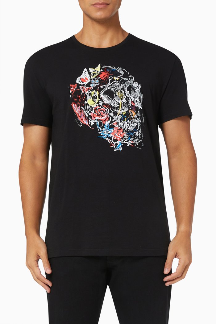 

Doodle Skull Printed T-shirt in Cotton, White
