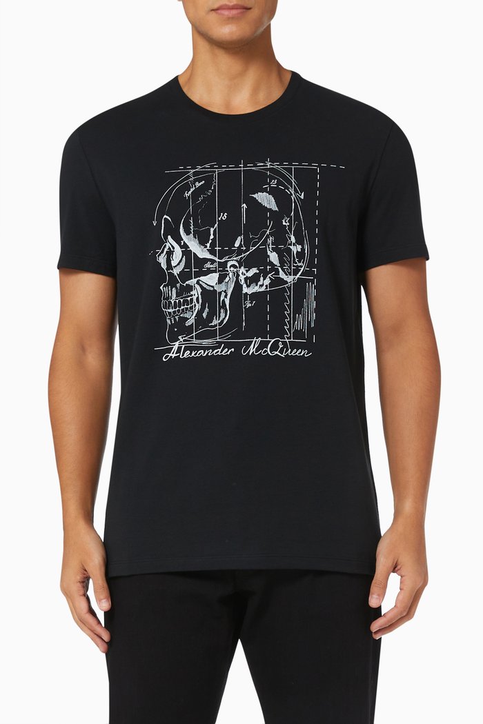 

Skull Diagram Print T-shirt in Cotton, White