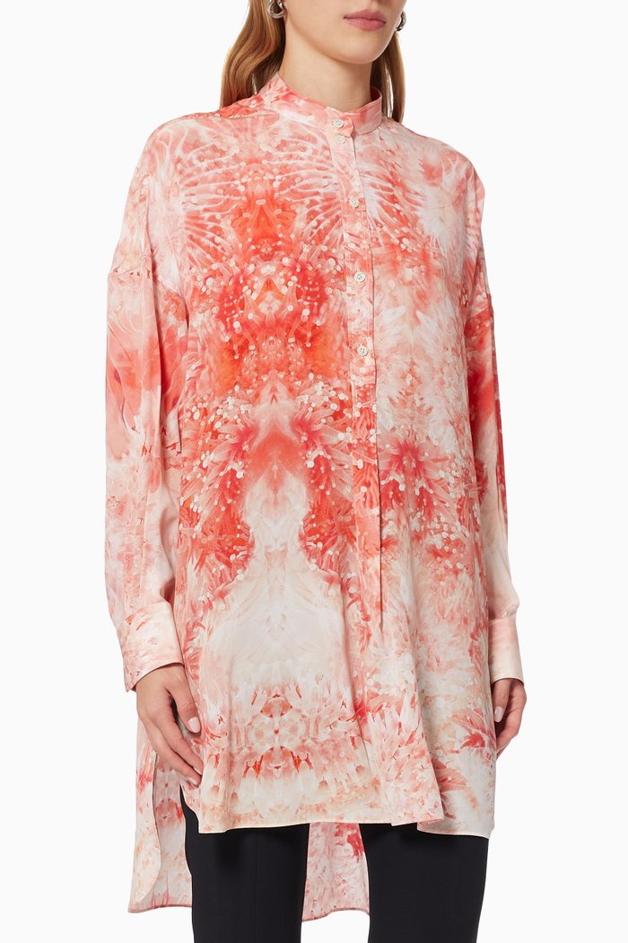 

Sea Coral Shirt in Silk, Red