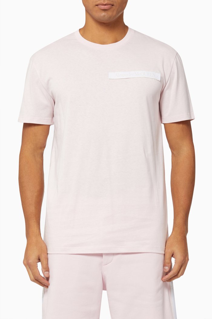 

Selvedge Logo Tape T-shirt in Cotton Jersey, Pink