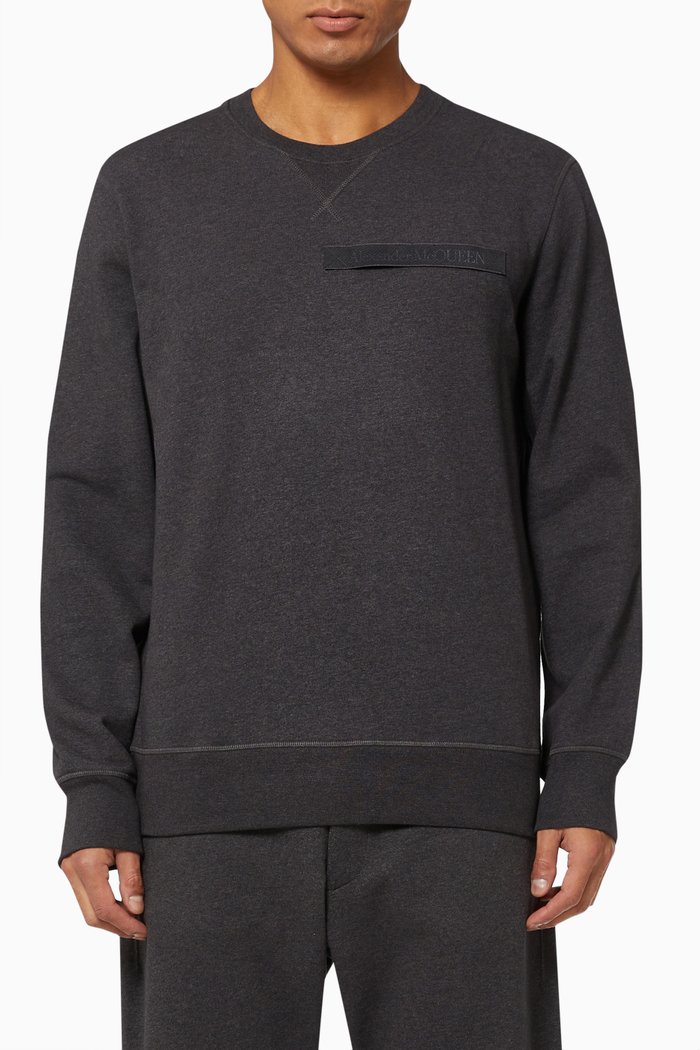

Selvedge Logo Tape Sweatshirt in Cotton Jersey, Silver