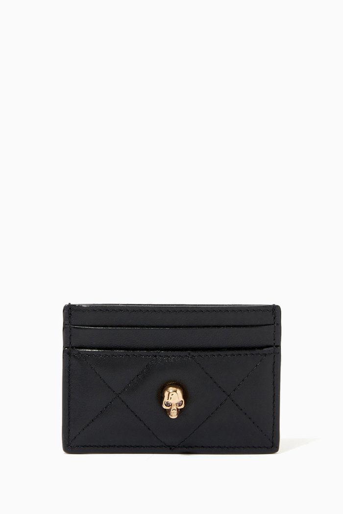 

Skull Card Holder in Quilted Leather, Black