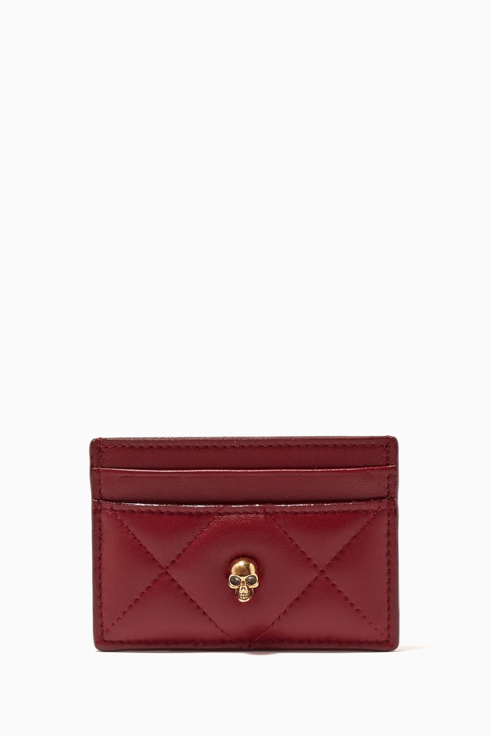 

Skull Card Holder in Quilted Leather, Burgundy
