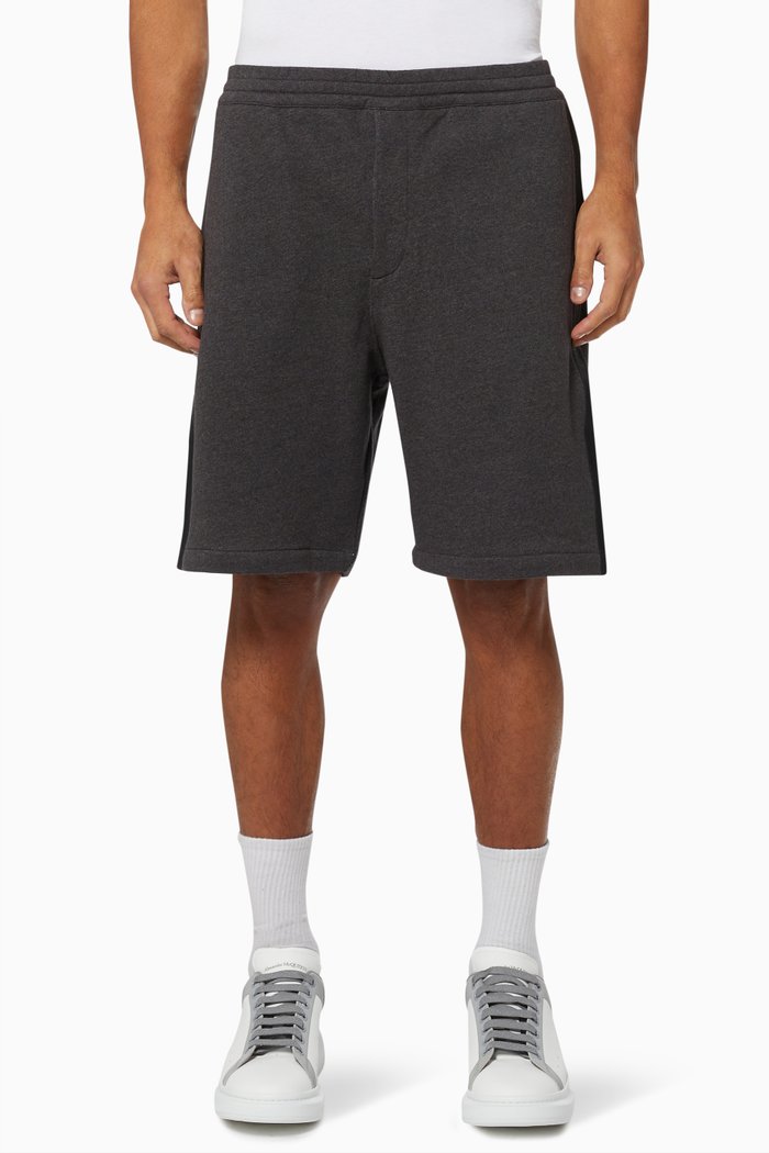 

Selvedge Logo Tape Shorts in Cotton Jersey, Silver