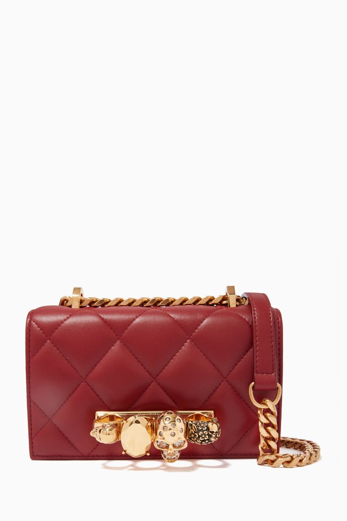 

Mini Jewelled Satchel in Quilted Nappa, Red