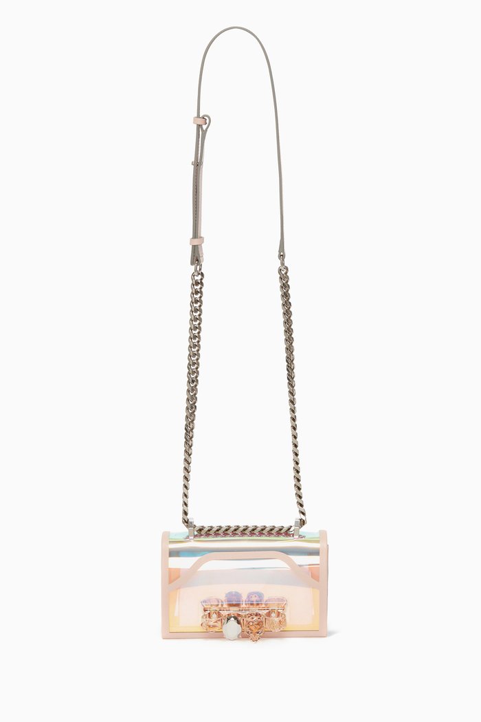 

Mini Jewelled Satchel in Leather, Purple
