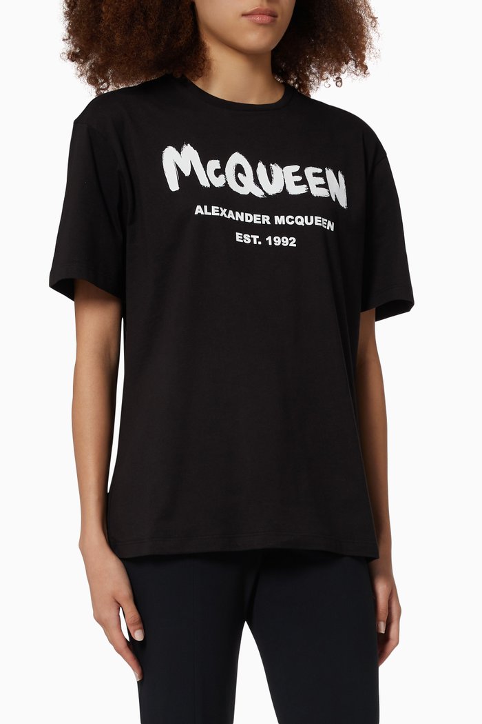

McQueen Graffiti T-shirt in Cotton Jersey, White