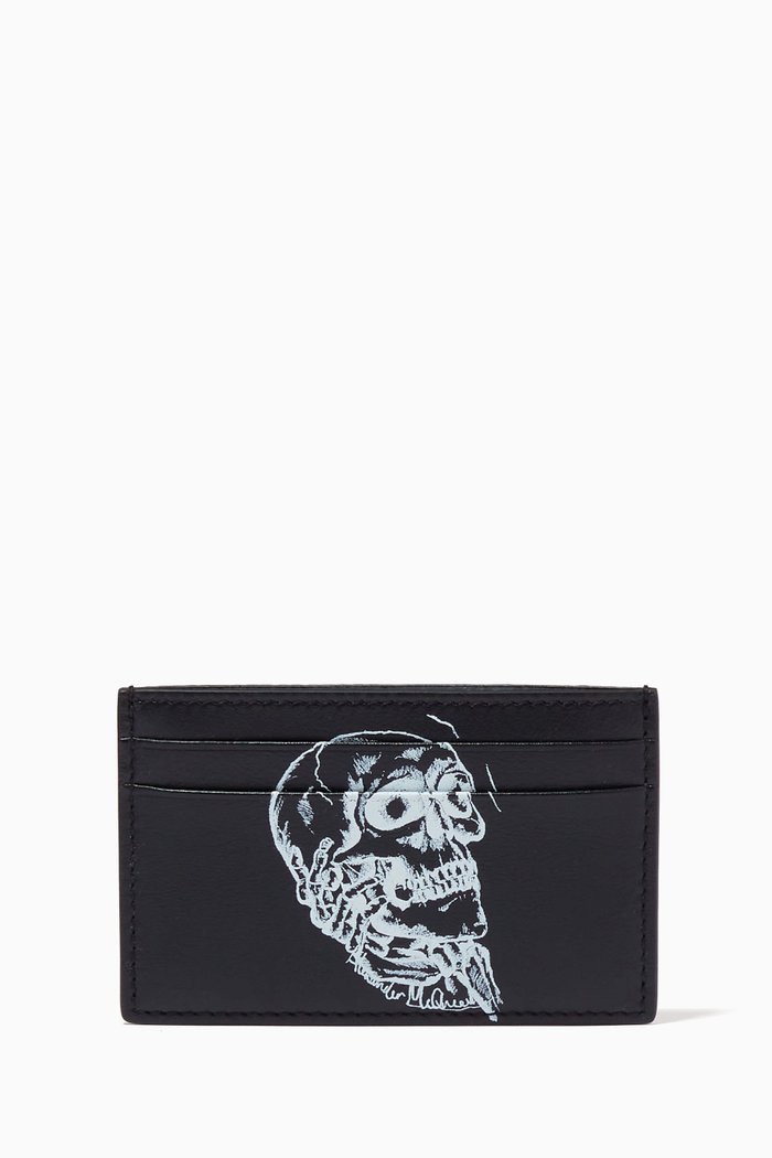 

Skull In Hand Card Holder in Leather, Black