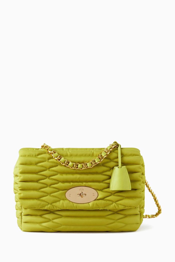 

Medium Lily Top Handle Bag in Quilted Nylon, Green