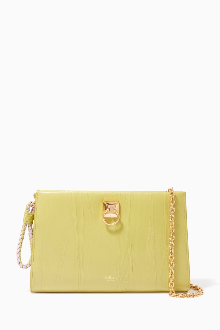 

Iris Chain Wallet in Crinkled Leather, Green