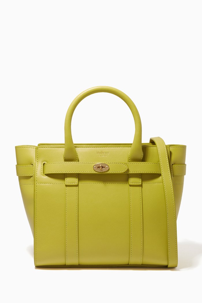 

Mini Zip Bayswater Bag in Silky Calf Leather, Green