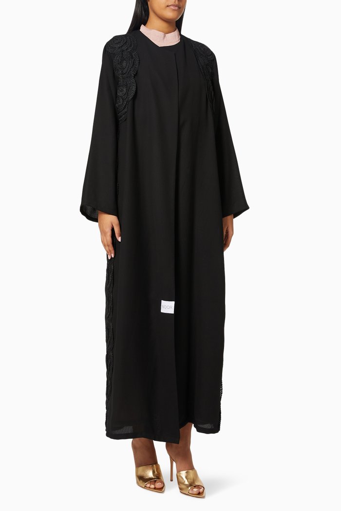 

Lace Applique Abaya, Black