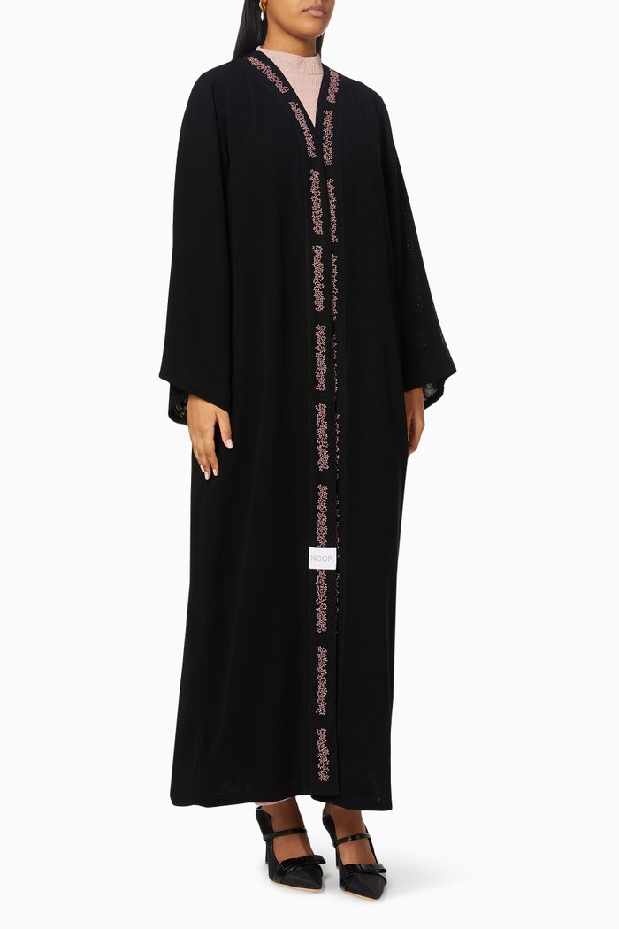 

Bead Embellished Abaya in Cotton, Multicolour