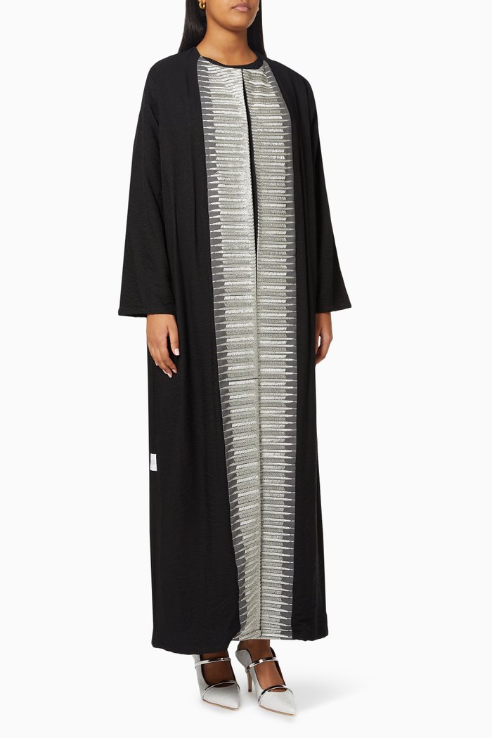 

Embroidered Abaya & Dress Set, Multicolour