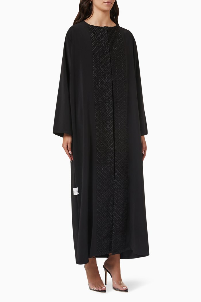 

Embroidered Long Sleeve Abaya, Black