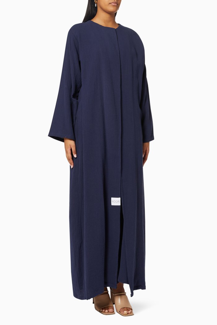 

Abaya & Dress Set in Crinkled Cotton, Blue