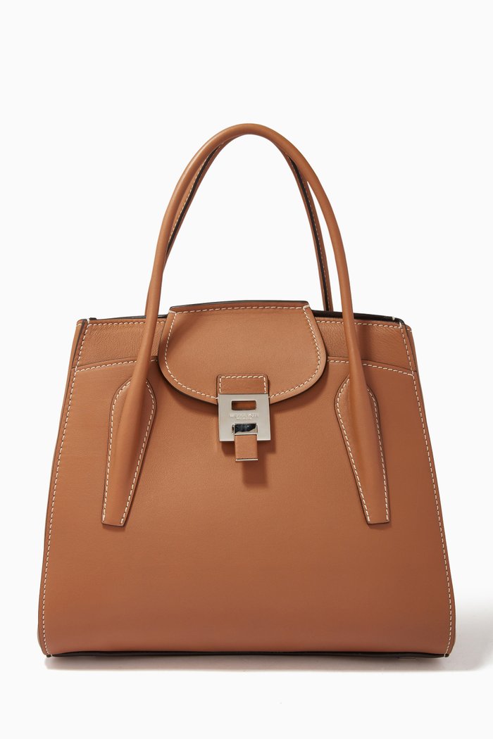 

MKC x 007 Bancroft Satchel Bag in Leather, Brown