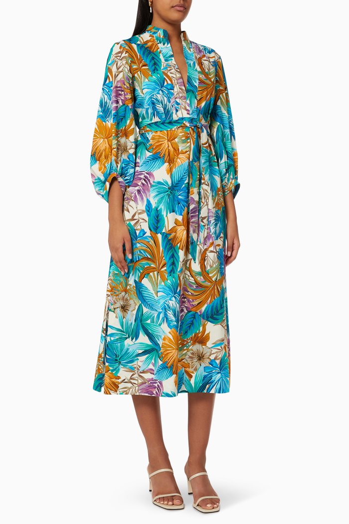 

Genova Floral Dress in Crepe, Neutral