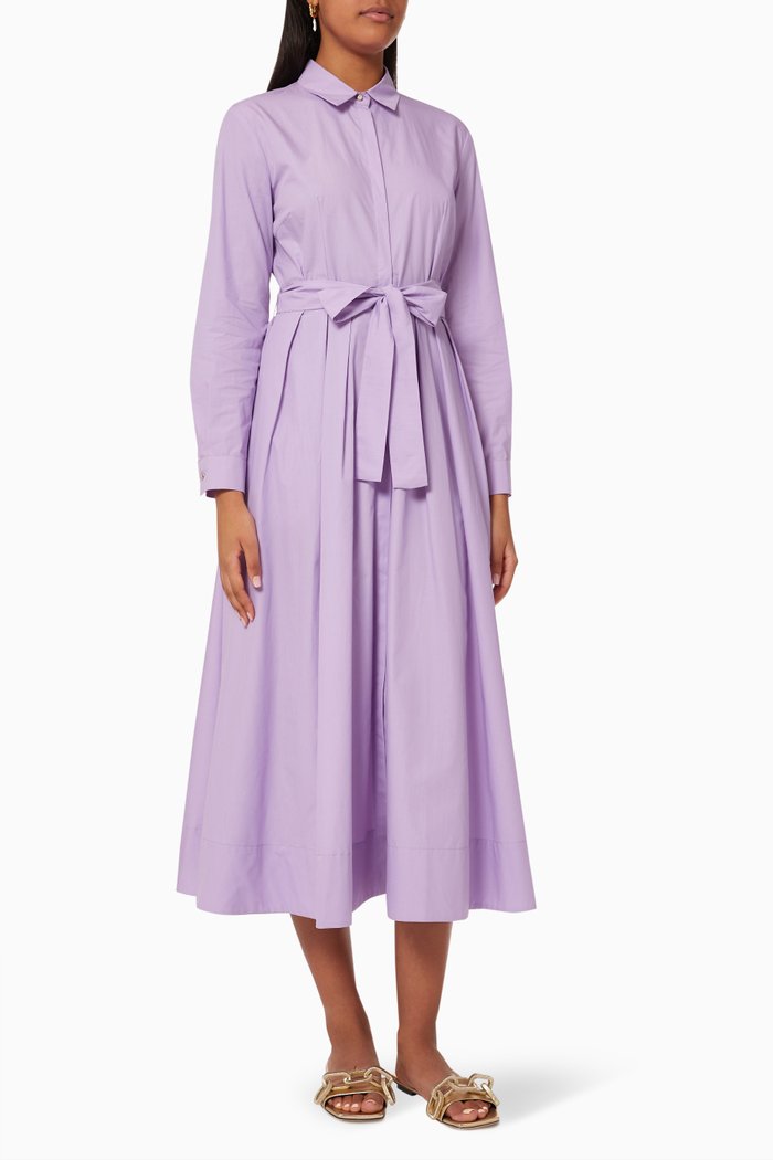 

Quiche Shirt Dress with Belt, Purple