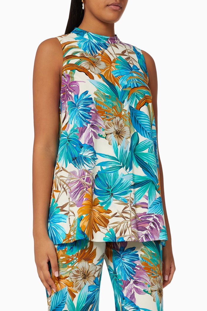 

Nano Floral Top in Crepe, Neutral