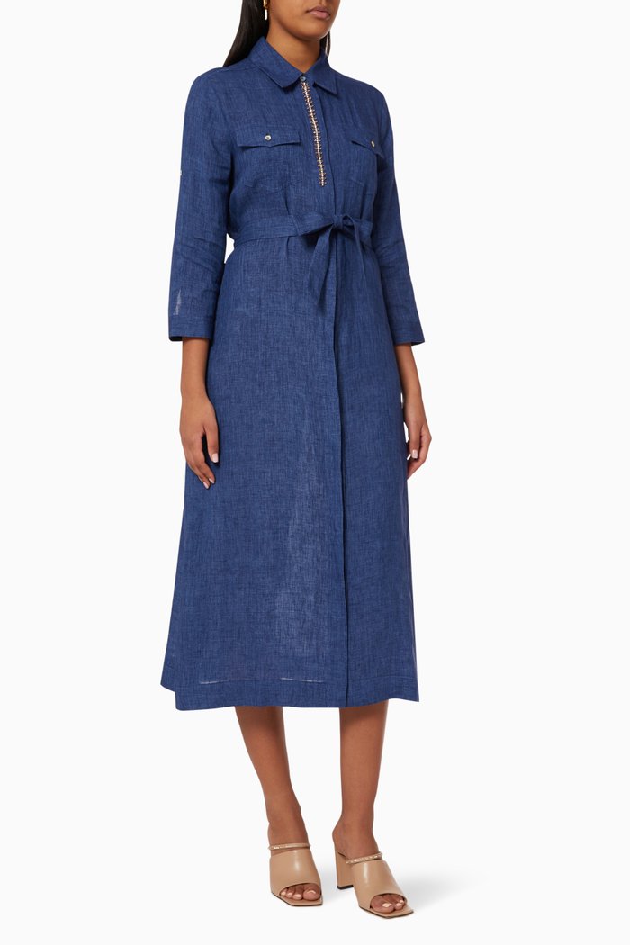 

Sangria Denim Dress in Crepe, Blue