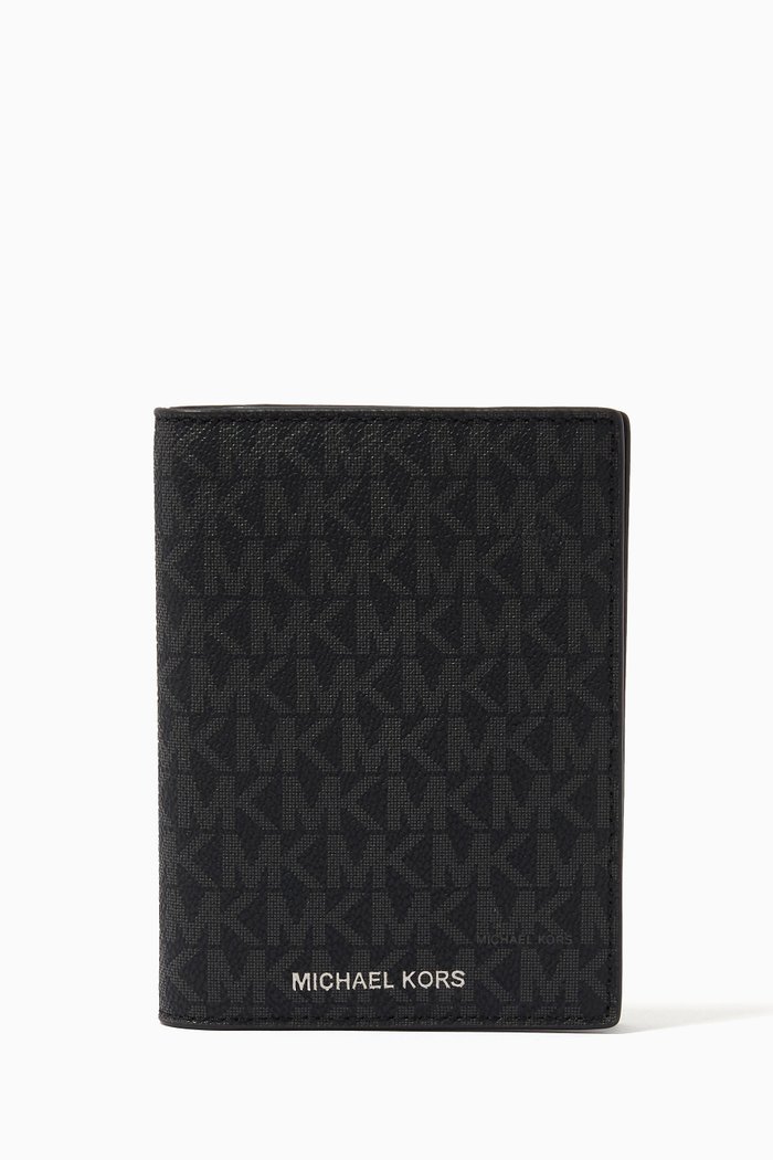 

Jet Set Passport Holder in Logo Canvas, Black