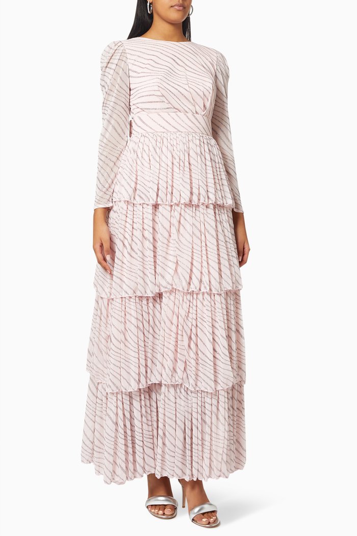 

Metallic Tiered Dress, Pink