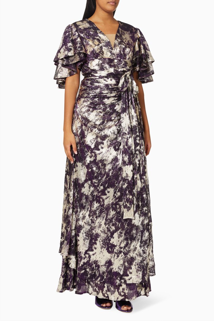 

Metallic Printed Dress, Purple