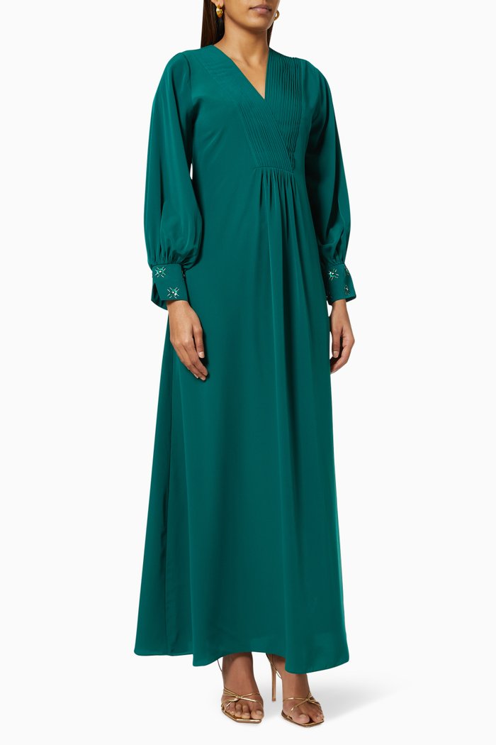 

Sequin Embellished Cuff Dress, Green