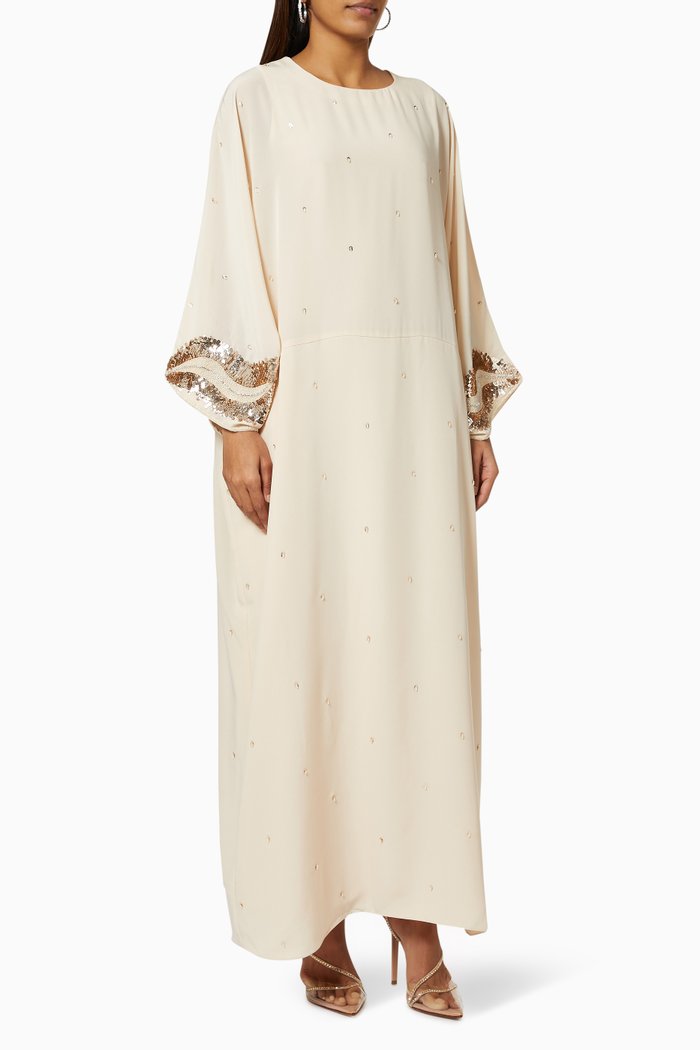 

Sequin Embellished Kaftan, Neutral