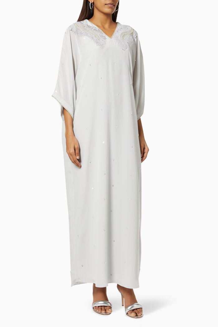 

Sequin Embellished Kaftan, Silver