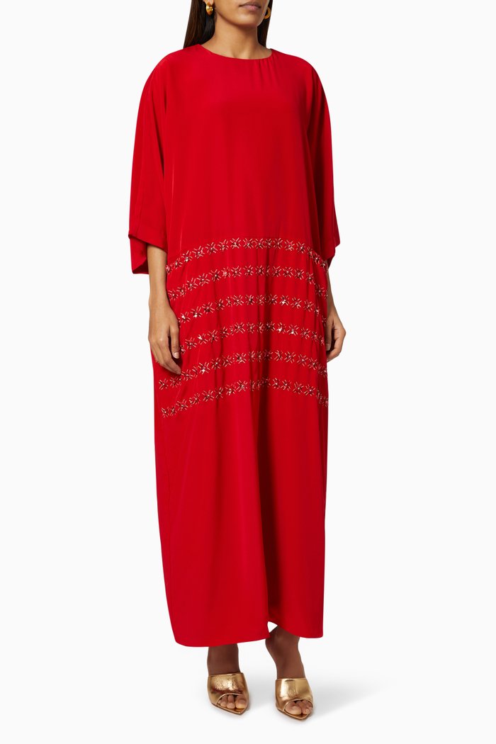 

Hand Embroidered Kaftan, Red
