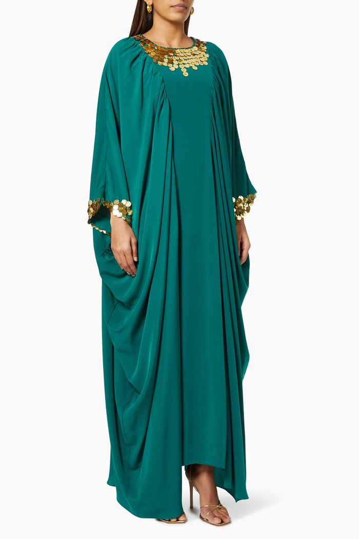 

Sequin Embellished Kaftan, Green