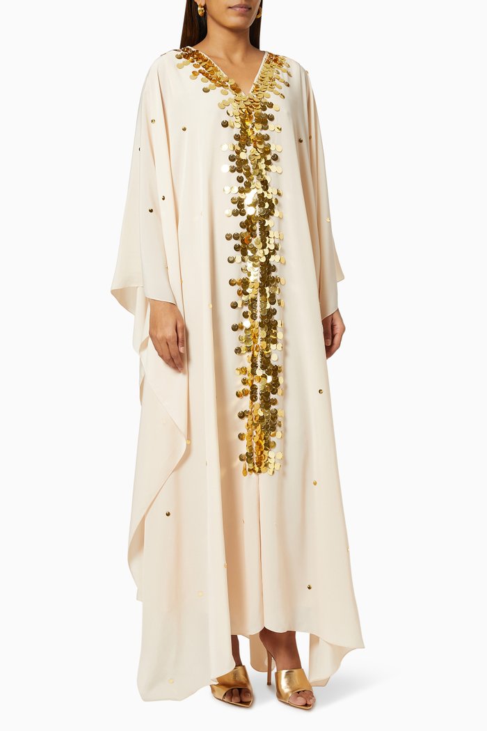 

Sequin Embellished Kaftan, Neutral